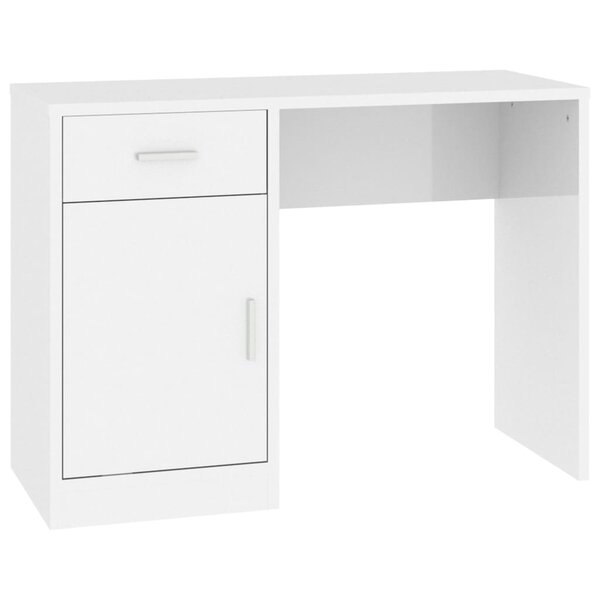 vidaXL Bureau avec tiroir et armoire Blanc brillant 100x40x73 cm