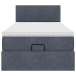 vidaXL Cadre de lit ottoman avec matelas gris foncé 100x200 cm velours
