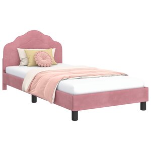 vidaXL Cadre de lit pour enfants avec tête de lit Rose 90 x 190 cm