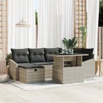 vidaXL Ensemble de canapé jardin 7 pièces avec coussins gris clair en poly rotin de