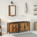 vidaXL Ensemble de mobilier de salle de bain avec porte 3 Pièces Marron