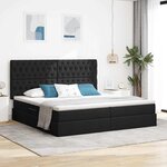 vidaXL Lit de rangement LED avec matelas Noir 200 x 200 cm Tissu