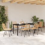 vidaXL Ensemble de Salle à Manger de Jardin 7 Pièces Marron Poly Rattan