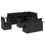 vidaXL Salon de jardin 9 Pièces avec coussins noir résine tressée