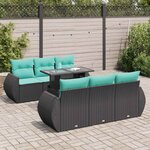 vidaXL Salon de jardin avec coussins 7 Pièces noir résine tressée acacia