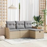 vidaXL Ensemble de canapé de jardin 4 Pièces beige et gris clair