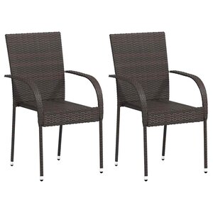vidaXL Chaises empilables d'extérieur lot de 2 Résine tressée Marron