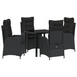 vidaXL Ensemble de jardin 5 pièces avec coussins - Rattan poly noir