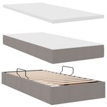 vidaXL Lit de rangement LED avec matelas Taupe 180 x 200 cm Tissu