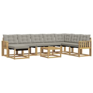 vidaXL Ensemble de canapés d'extérieur 9 pc Blanc et gris clair