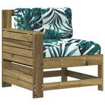vidaXL Canapé de jardin accoudoir avec coussin bois de pin imprégné