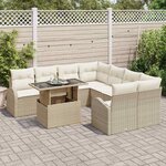 vidaXL Ensemble de canapé de jardin 9 Pièces Beige Poly Rattan