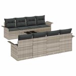 vidaXL Ensemble de canapé de jardin 9 Pièces Gris clair Poly rotin