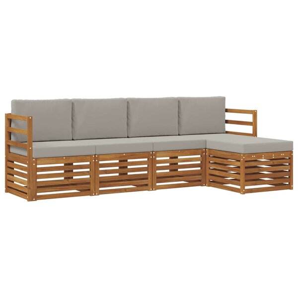 vidaXL Ensemble de canapés d'extérieur 5 pc Gris Naturel et Clair