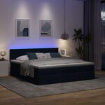 vidaXL Lit ottoman avec matelas et LED bleu 180x200cm tissu
