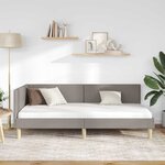 vidaXL Cadre de lit d'angle Taupe 90 cm x 200 cm Tissu et Contreplaqué