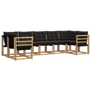 vidaXL Ensemble de canapés d'extérieur 7 Pièces Blanc et noir