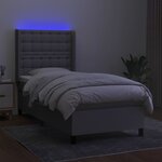 vidaXL Sommier à lattes de lit matelas LED Gris clair 90x200cm Tissu