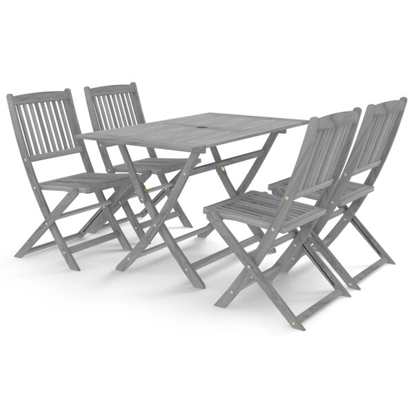 vidaXL Ensemble à manger de jardin 5 Pièces Bois d'acacia massif Gris