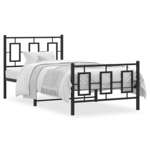 vidaXL Cadre de lit métal sans matelas avec pied de lit noir 90x200 cm