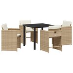 vidaXL Ensemble de salle à manger pour jardin 5 Pièces Beige polyrotin