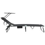 vidaXL Chaises longues pliantes 2 Pièces avec auvent Noir tissu Oxford 600D