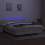 vidaXL Sommier à lattes de lit avec matelas LED Crème 160x200 cm Tissu