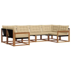 vidaXL Ensemble de canapés d'extérieur 6 pc Naturel et Beige
