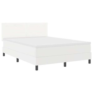 vidaXL Cadre de lit avec matelas Blanc 140 x 190 cm Faux cuir