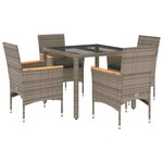 vidaXL Ensemble à manger de jardin et coussins 5 Pièces gris rotin verre