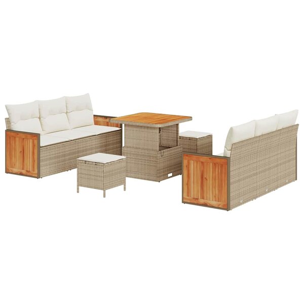 vidaXL Ensemble de canapé de jardin avec coussin 9 Pièces Beige et crème