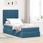 vidaXL Lit avec rangement et matelas Bleu foncé 90 x 200 cm Velours