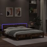 vidaXL Cadre de lit avec LED sans matelas chêne fumé 180x200 cm