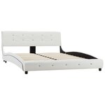 vidaXL Lit avec matelas Blanc Similicuir 140x200 cm