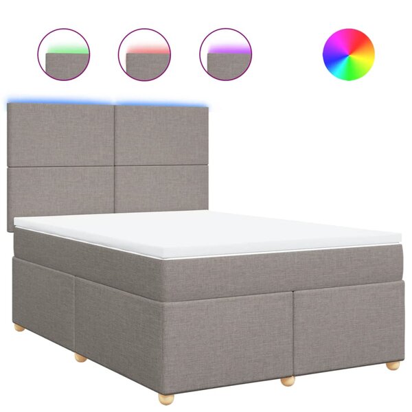 vidaXL Sommier à lattes de lit avec matelas Taupe 140x200 cm Tissu