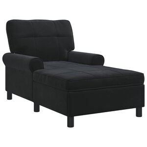 vidaXL Chaise longue Noir Velours 91 x 157 x 91 cm