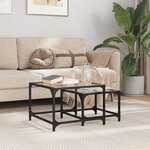 vidaXL Tables basses gigognes 2 Pièces dessus en verre transparent acier