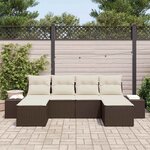 vidaXL Ensemble de canapé de jardin 6 Pièces Marron polyrotin