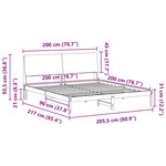 vidaXL Cadre de lit Marron et taupe 200 x 200 cm Bois massif en pin