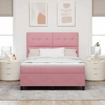 vidaXL Lit à ressorts avec matelas Rose 140 x 190 cm Velours