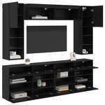 vidaXL Ensemble de meuble TV mural 6 Pièces Chêne Noir Bois d’ingénierie