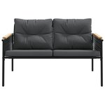 vidaXL Banc de jardin avec coussins 116 cm noir acier