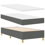 vidaXL Lit à ressort avec matelas gris foncé 100x200 cm en tissu