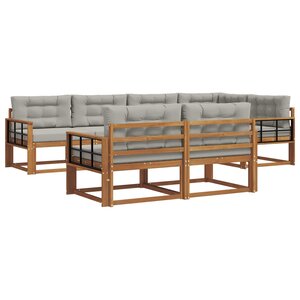 vidaXL Ensemble de canapés d'extérieur 8 pc Naturel et gris clair