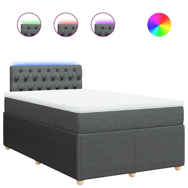vidaXL Sommier à lattes de lit avec matelas Gris foncé 120x200cm Tissu