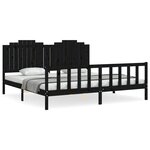 vidaXL Cadre de lit sans matelas noir 200x200 cm bois massif de pin