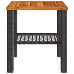 vidaXL Table de jardin noir 40x40x42 cm résine tressée et bois acacia