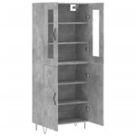 vidaXL Buffet haut Gris béton 69 5x34x180 cm Bois d'ingénierie