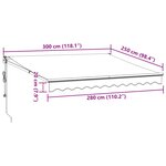 vidaXL Auvent rétractable automatique bordeaux 300x250 cm