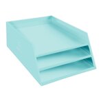 Corbeille à courrier 3 niveaux exacompta aquarel en carton vert pastel